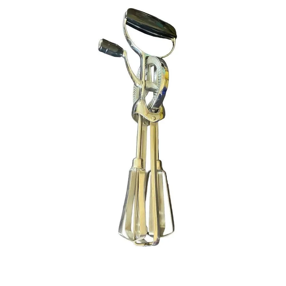 Vintage stainless steel hand, crank rotary eggbeater